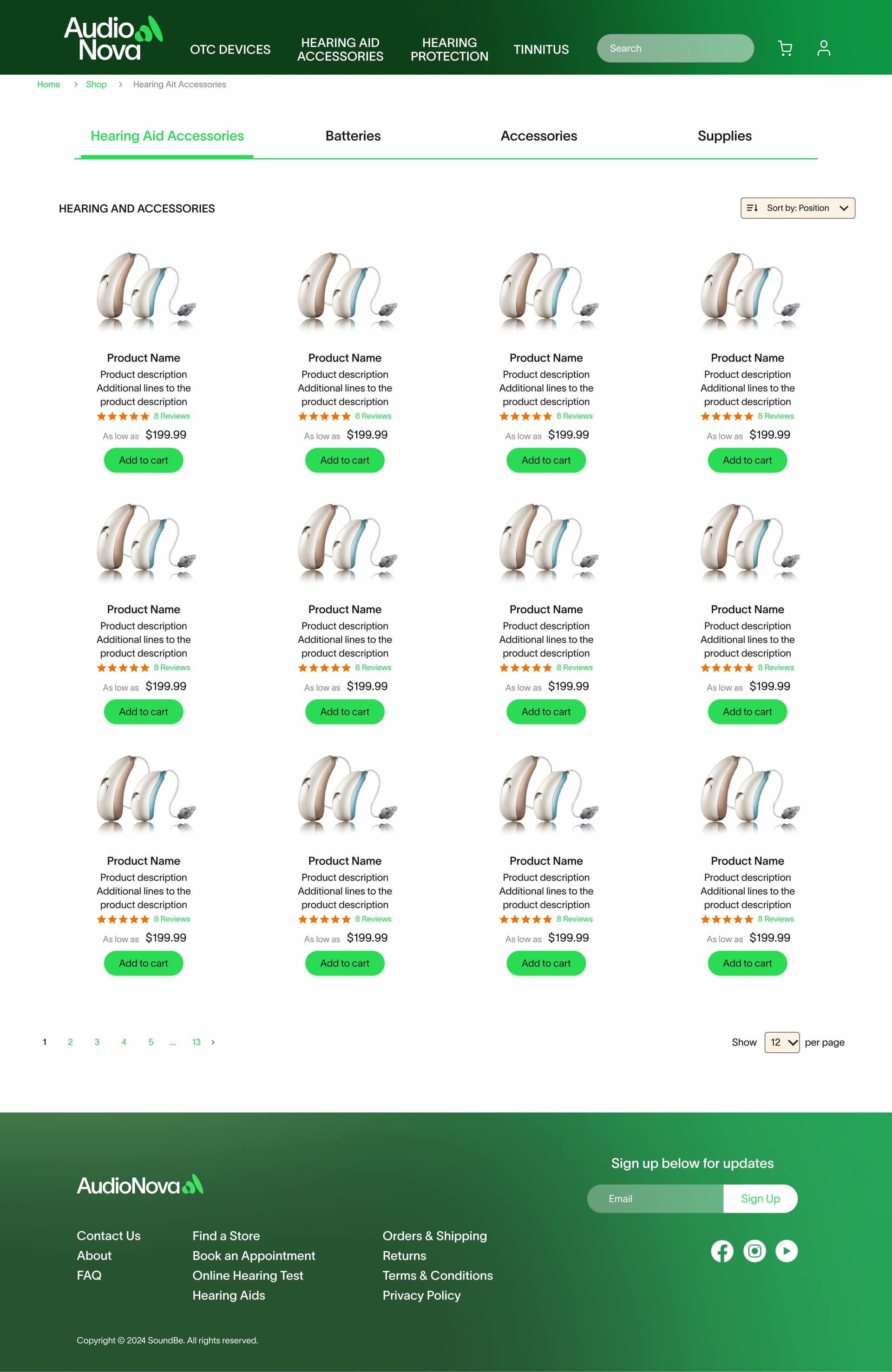 AudioNova hearing aid accessories page