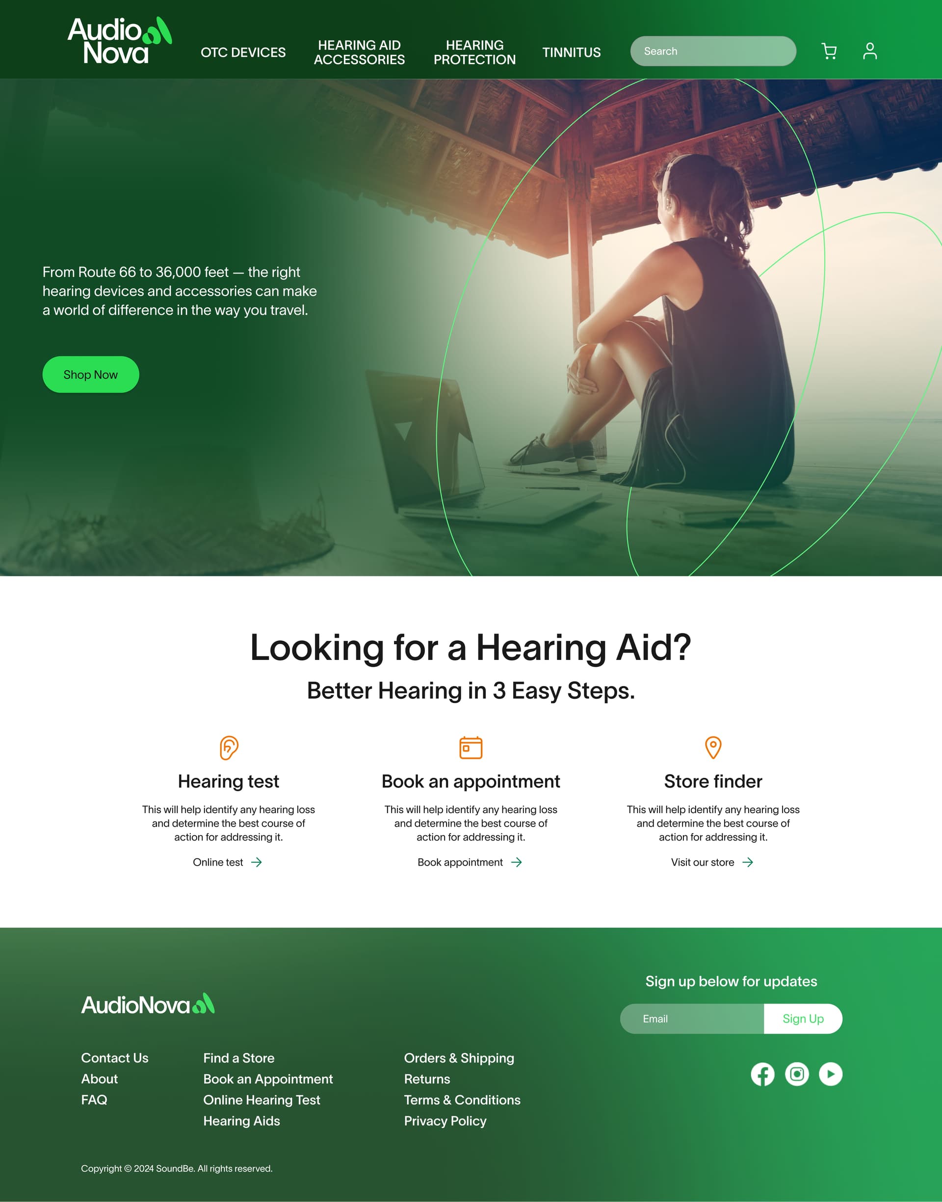 AudioNova shop landing page