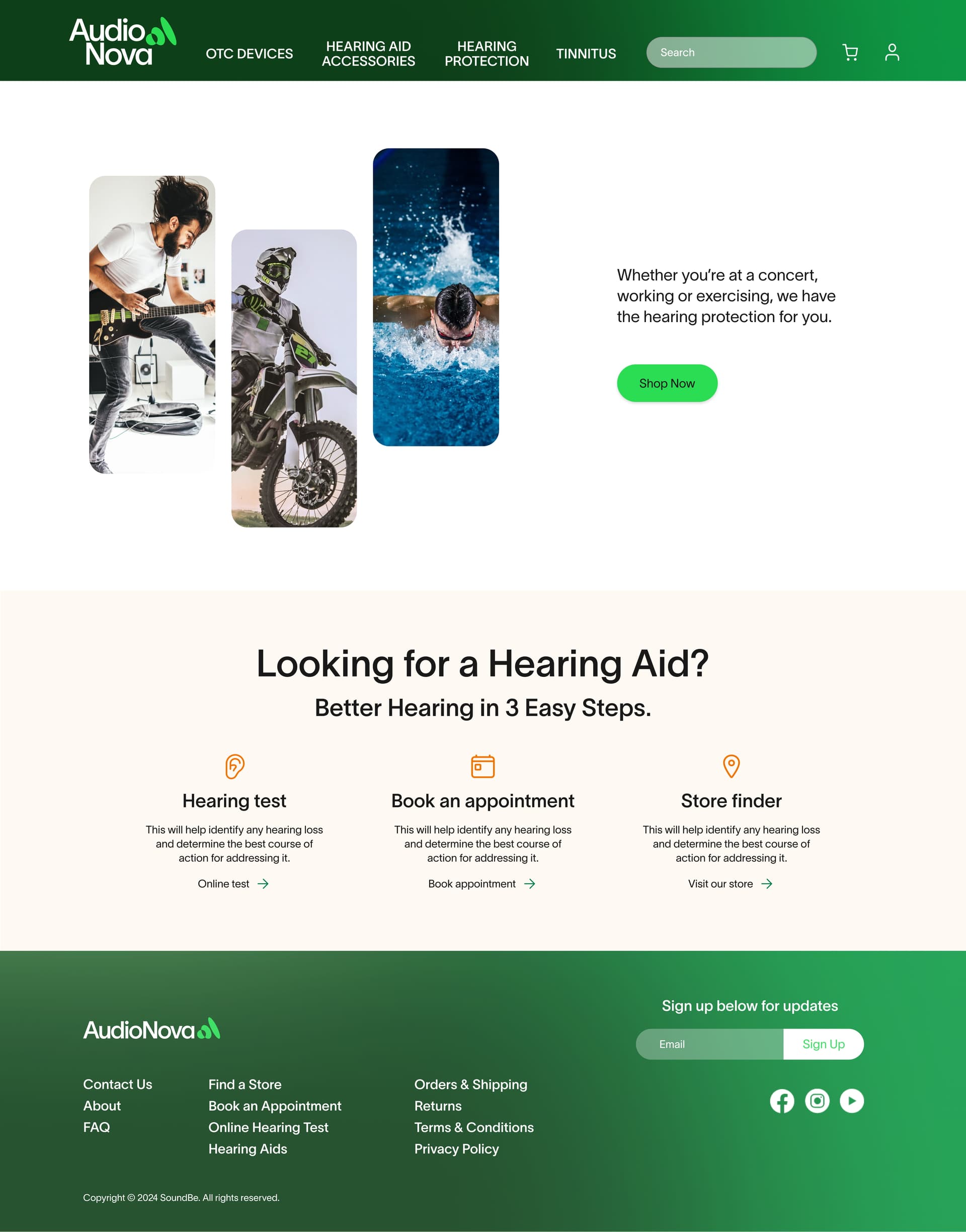 AudioNova shop landing page alternate