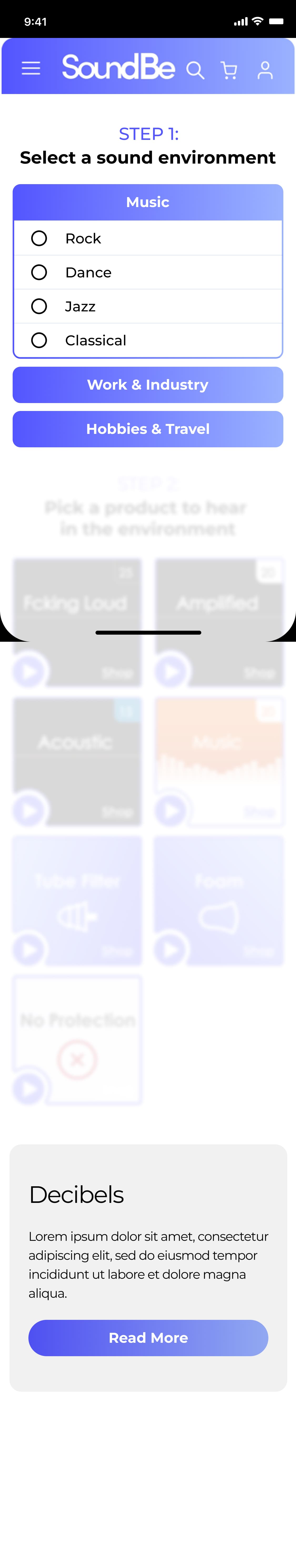 Music environment expanded with radio buttons